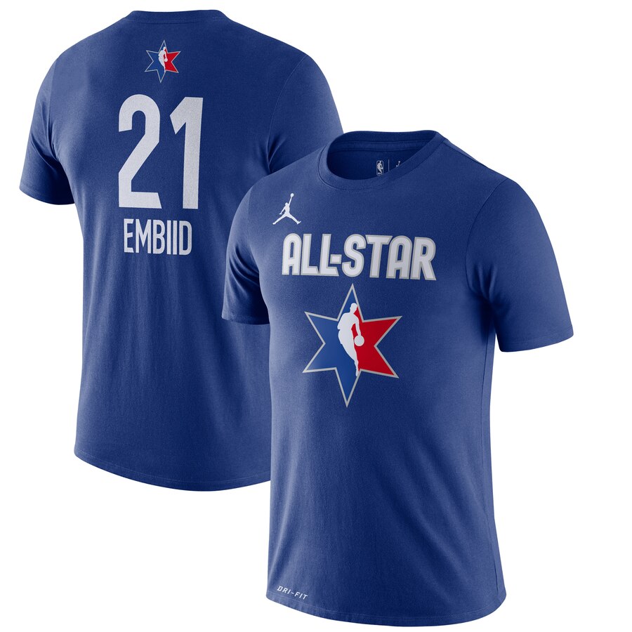 Men Joel Embiid Jordan Brand 2020 NBA AllStar Game Name & Number Player TShirt  Blue-0